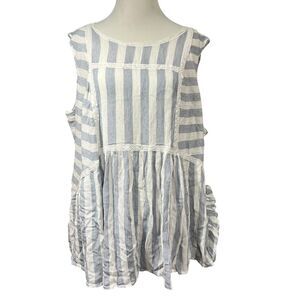 Lane Bryant Women’s 28 Boho Tunic Top Sleeveless Lace Trim Geometric Stripes